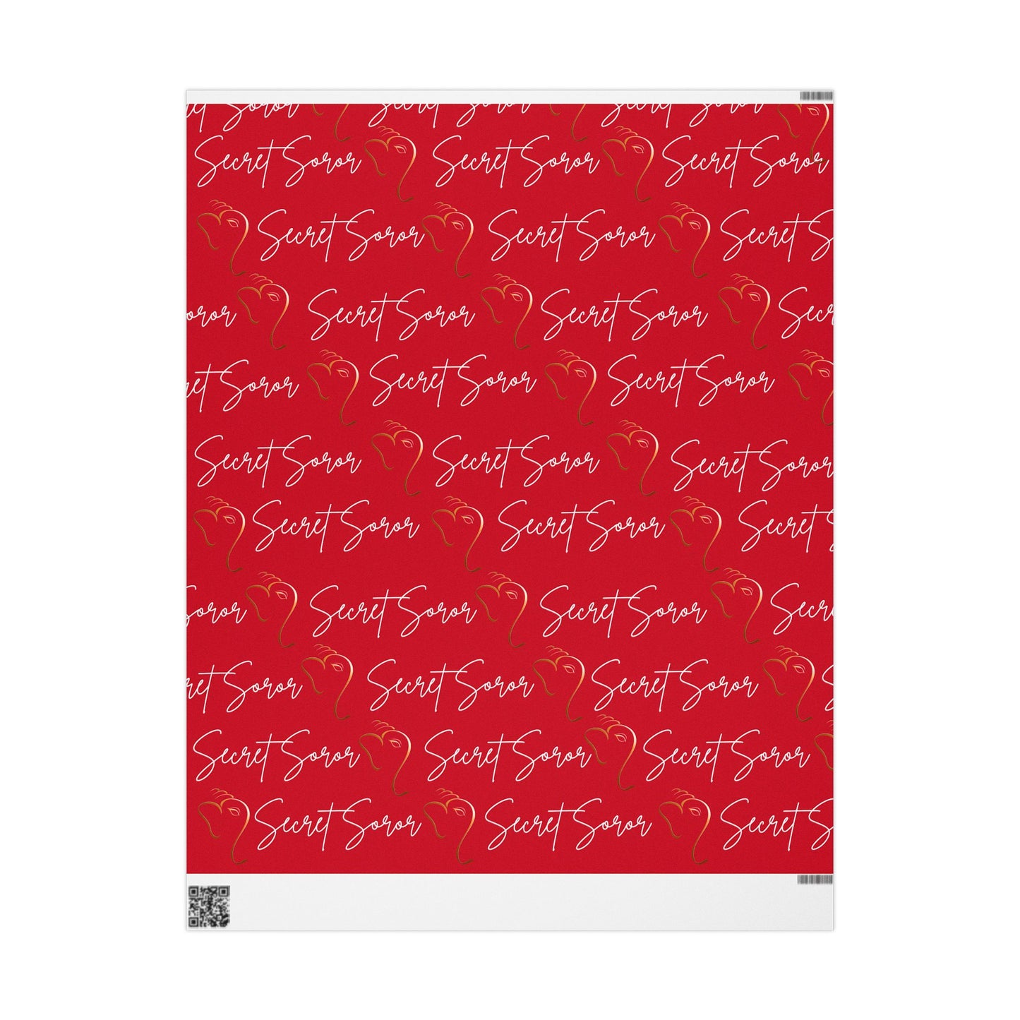 Wrapping Paper - Secret Soror Red and White Writing Design