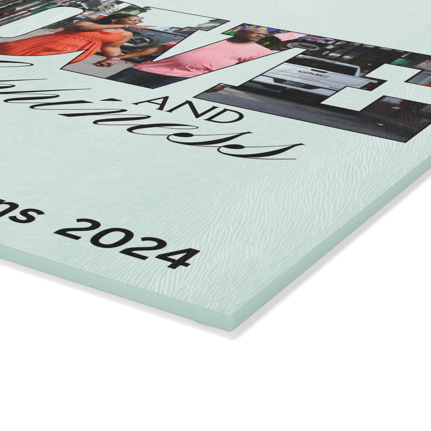 Love and Happiness Glass Cutting Board a Wedding Gift for Family Anniversary Gift