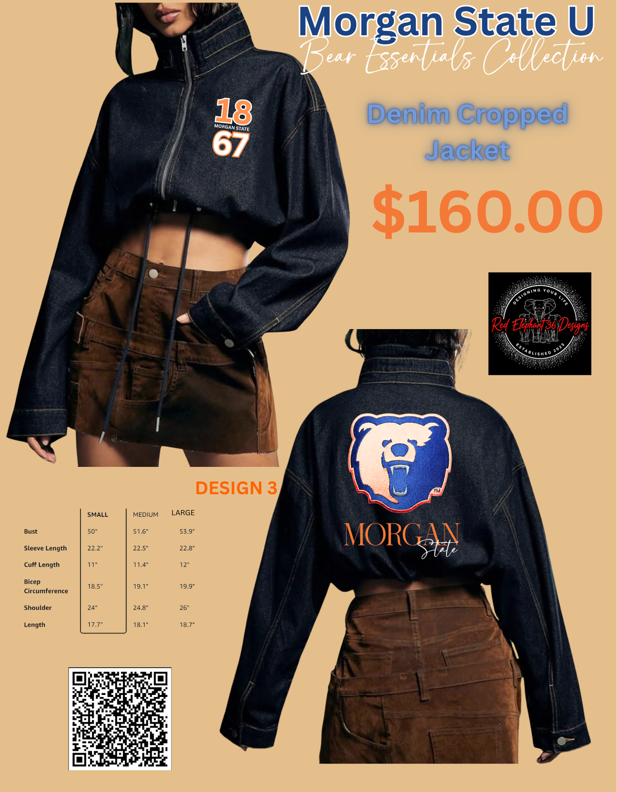 MSU - Morgan State Cropped Denim Jacket