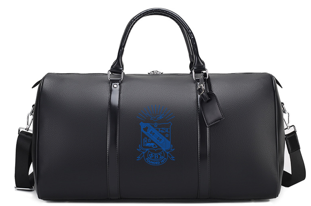 PRE-ORDERED ITEM: Phi Beta Sigma Weekender Overnight Bag Water Resistant PU Leather Genuine Leather Large Carry on Bag Travel Tote Duffel Bag for Men