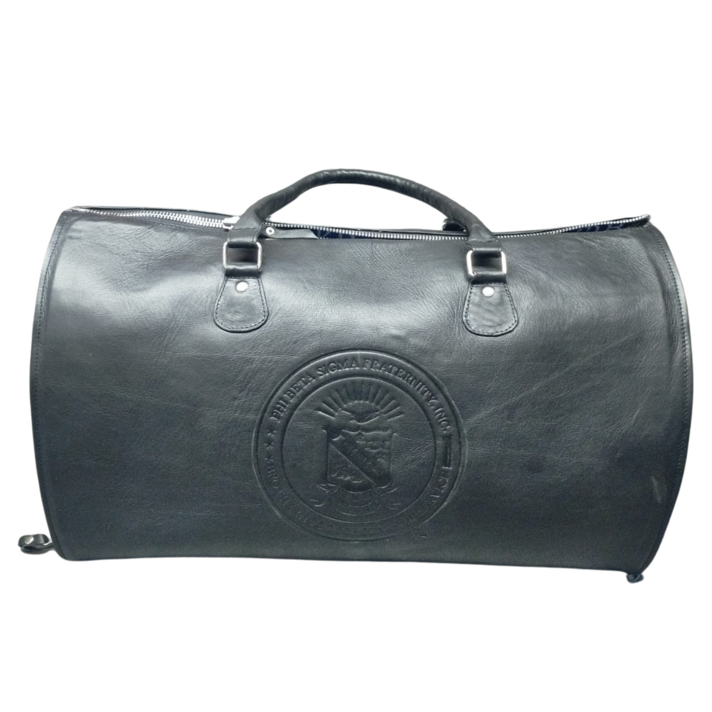 PRE-ORDERED ITEM: Genuine Leather Traveling Suit Bag with Shoe Compartment featuring the Phi Beta Sigma Seal