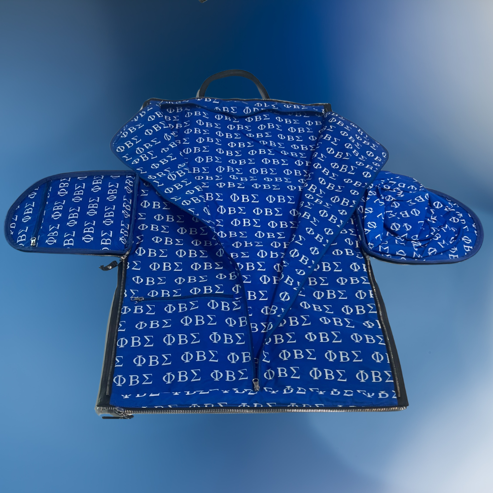 PRE-ORDERED ITEM: Genuine Leather Traveling Suit Bag with Shoe Compartment featuring the Phi Beta Sigma Seal