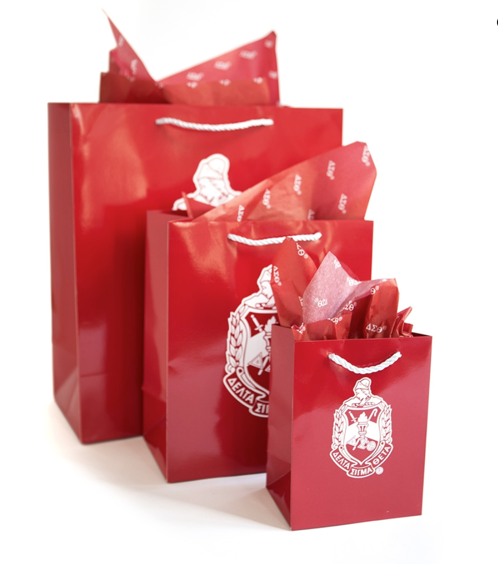Delta Sigma Theta Gift Bag Set (Contains 3 bags and 15 sheets of tissue paper)