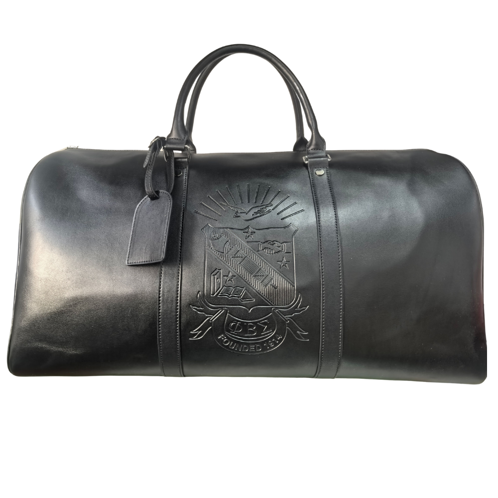 PRE-ORDERED ITEM: Phi Beta Sigma Weekender Overnight Bag Water Resistant PU Leather Genuine Leather Large Carry on Bag Travel Tote Duffel Bag for Men