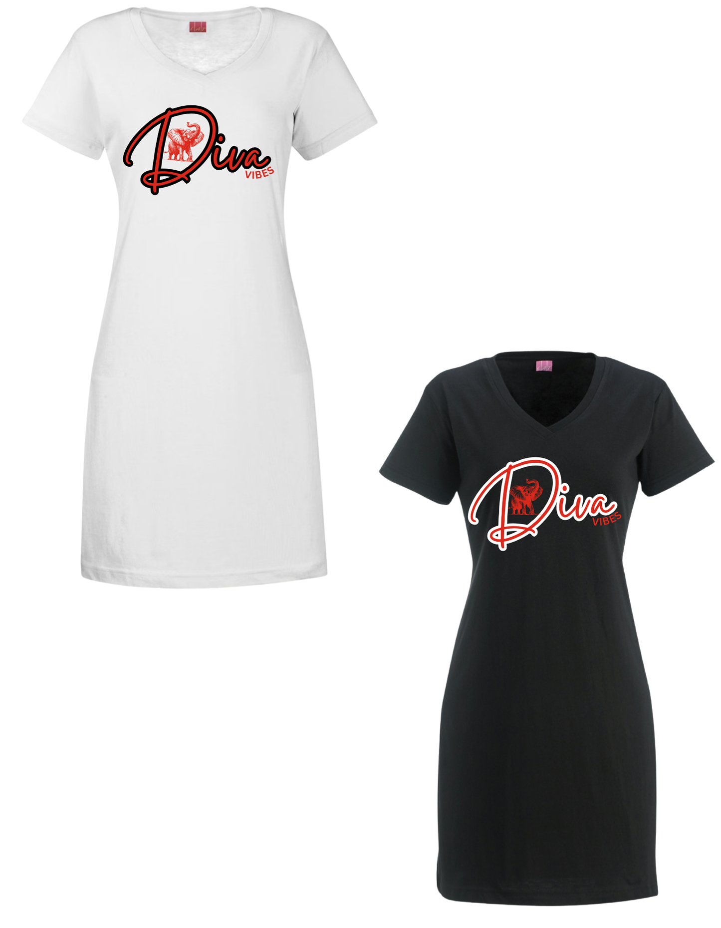 Diva Vibes V-Neck T-Shirt Dress