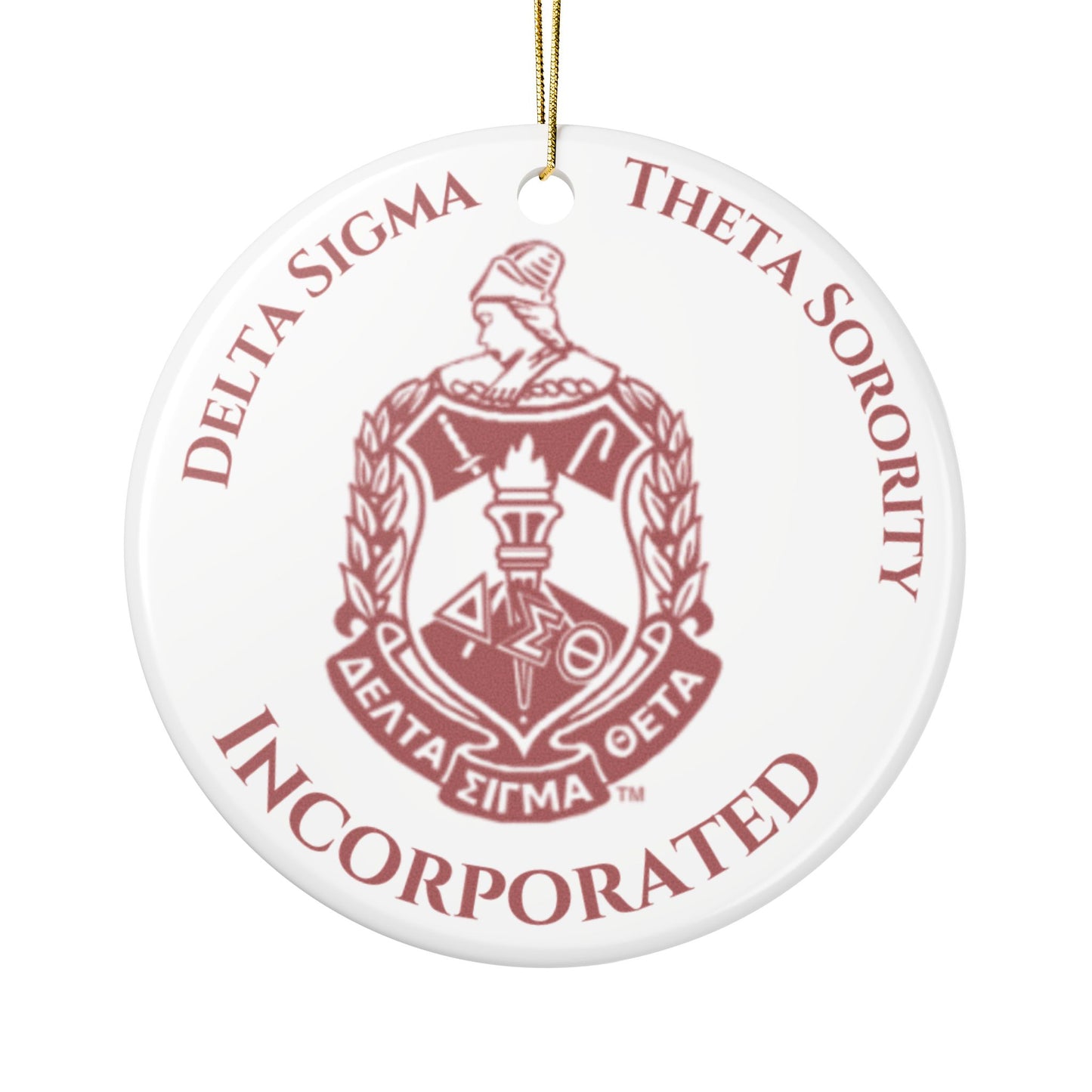 QUAC Fundraiser: Delta Sigma Theta Ceramic Ornament — Sorority Crest Holiday Decoration