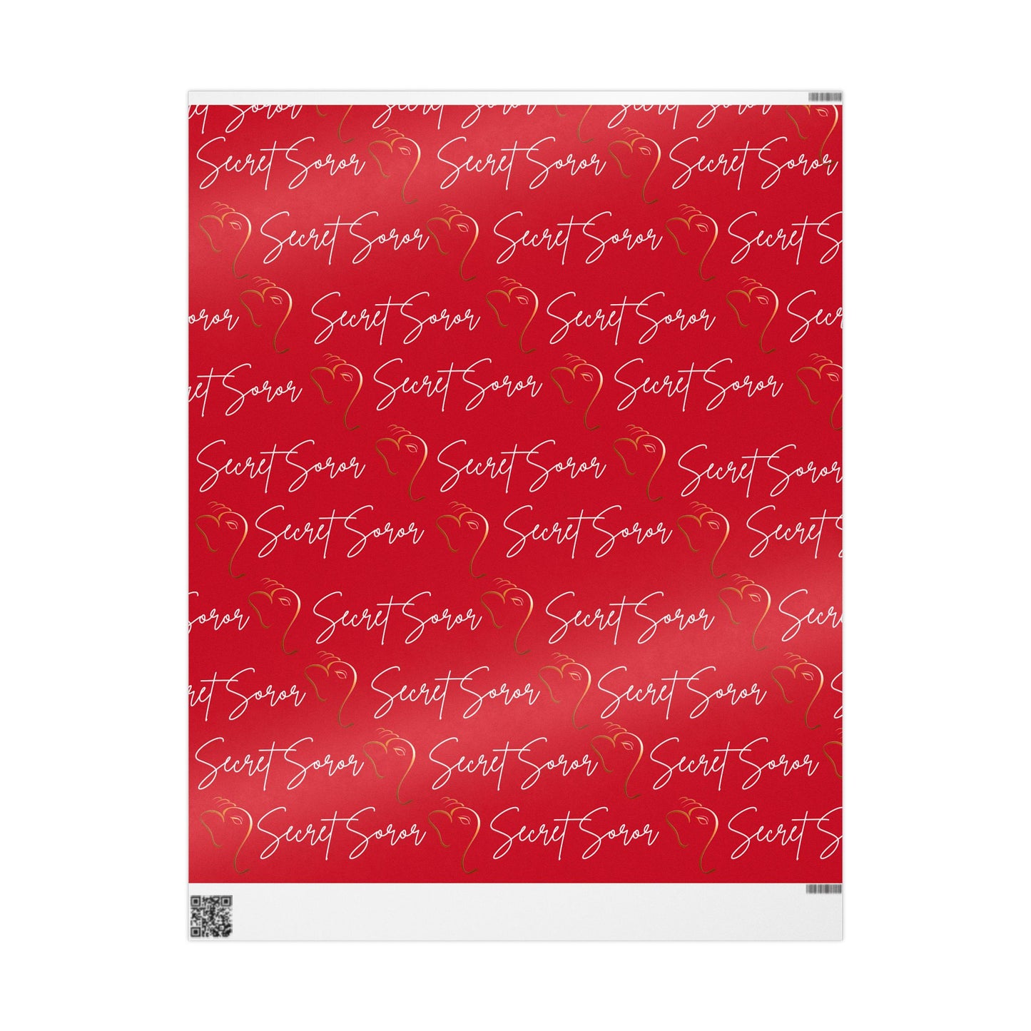 Wrapping Paper - Secret Soror Red and White Writing Design