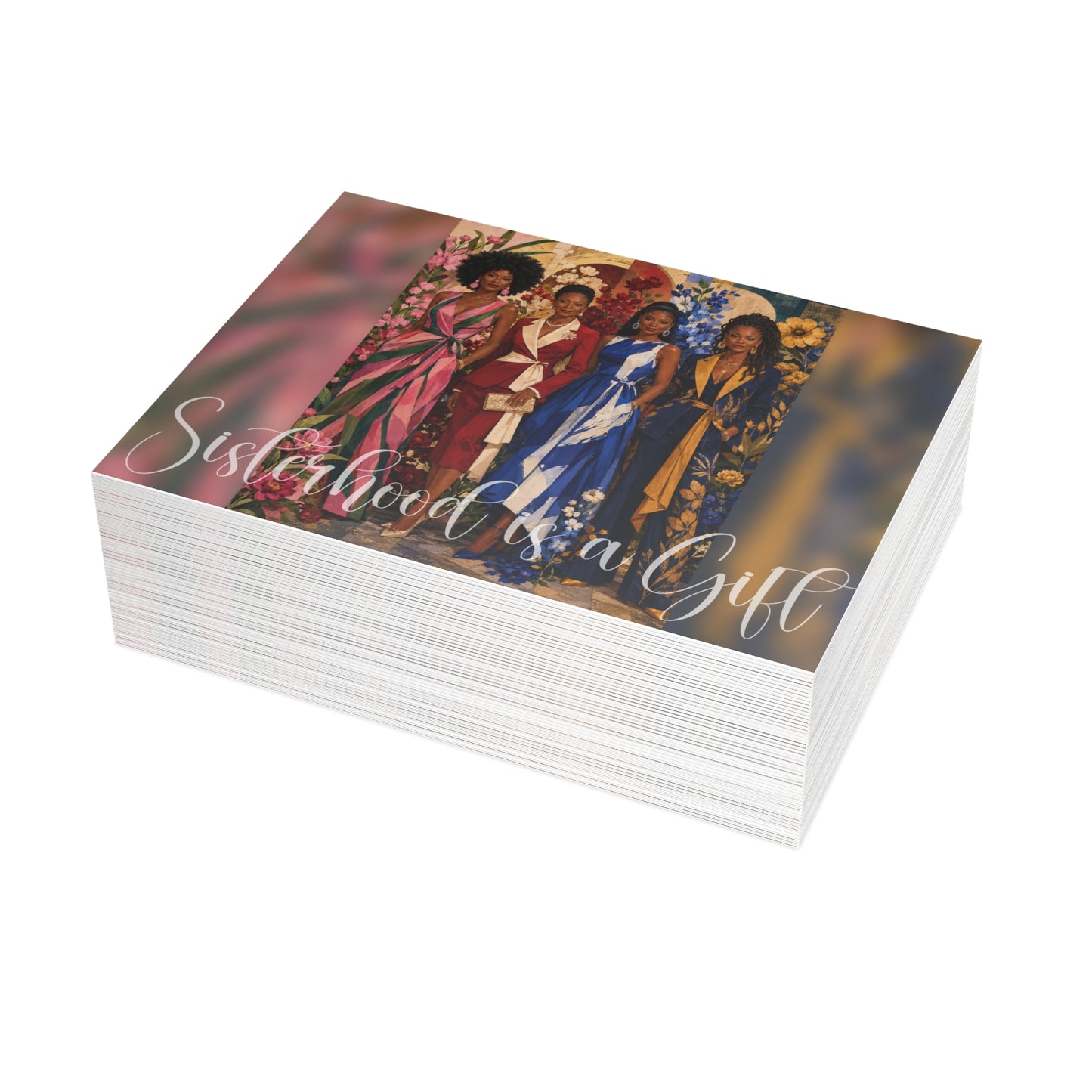 4 Sororities Sisterhood is a Gift Greeting Card - Illustrated - AKA, DST, ZPB and SGR Greeting Cards, Perfect for Crossings Celebrations, Friendship, Special Occasions, Artful Designs, Meaningful Gifts