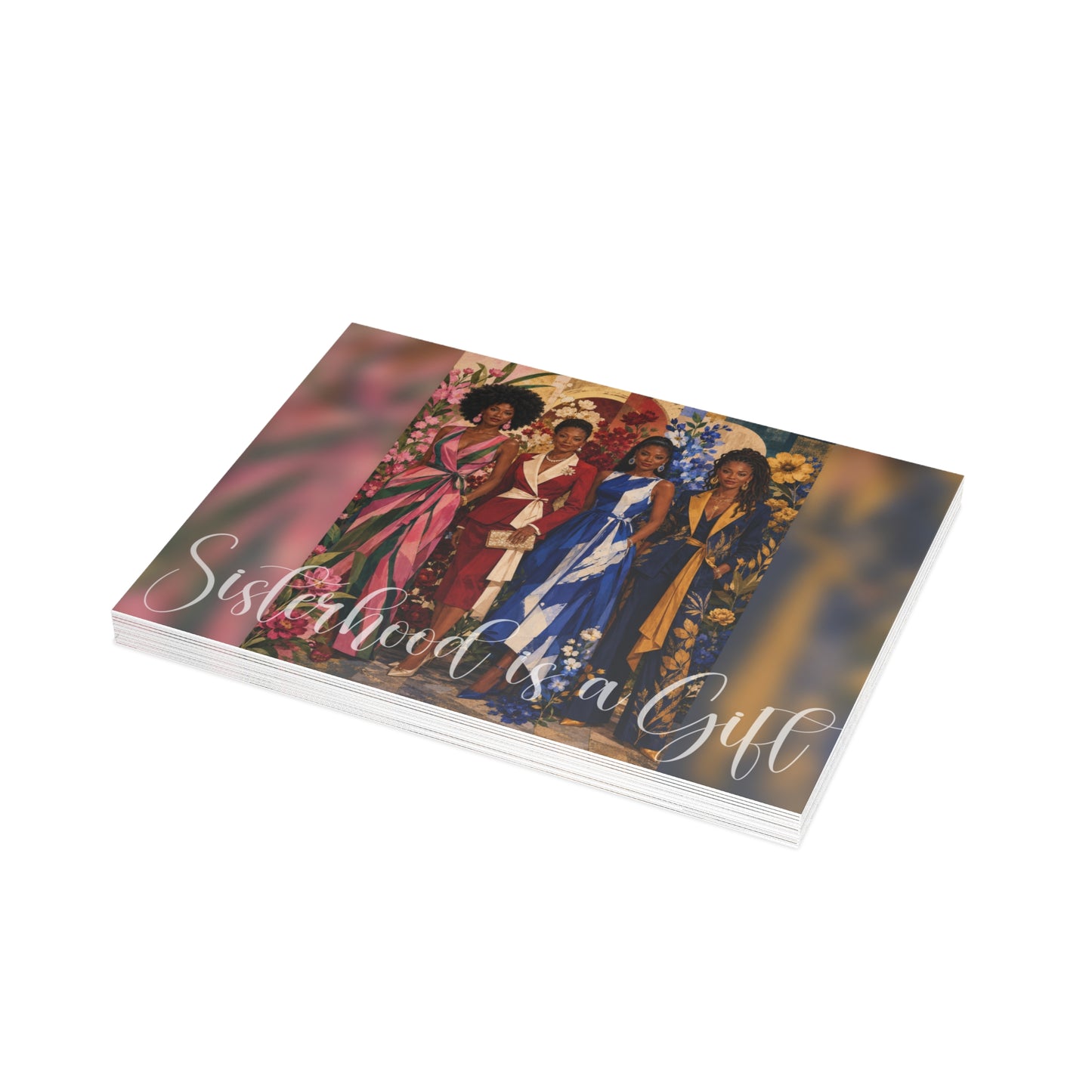 4 Sororities Sisterhood is a Gift Greeting Card - Illustrated - AKA, DST, ZPB and SGR Greeting Cards, Perfect for Crossings Celebrations, Friendship, Special Occasions, Artful Designs, Meaningful Gifts