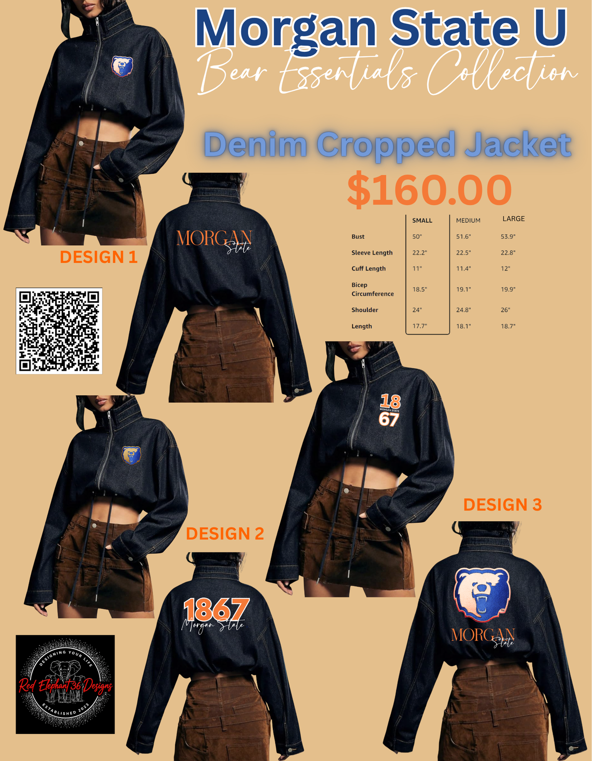 MSU - Morgan State Cropped Denim Jacket