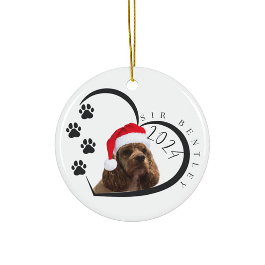 Pet Christmas Round Ornament with Personalized Picture, Name and Year