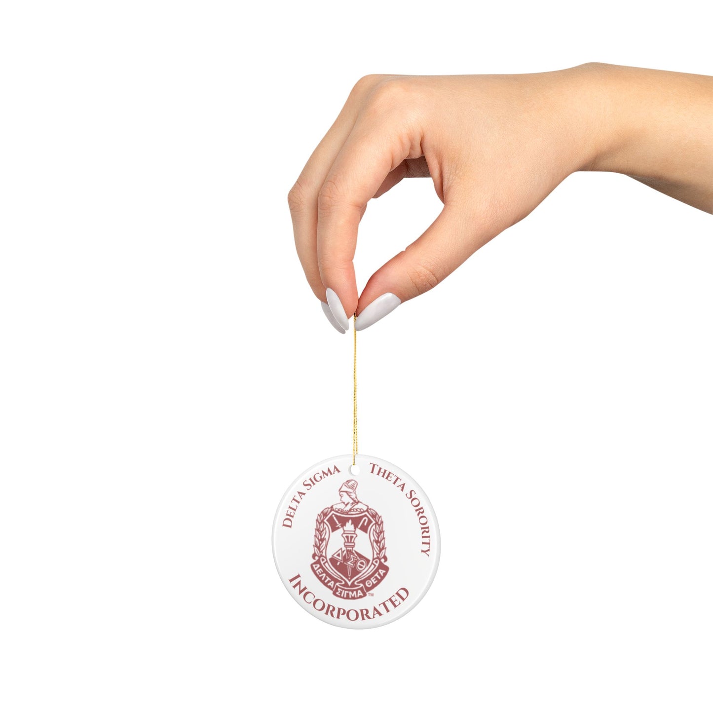 QUAC Fundraiser: Delta Sigma Theta Ceramic Ornament — Sorority Crest Holiday Decoration