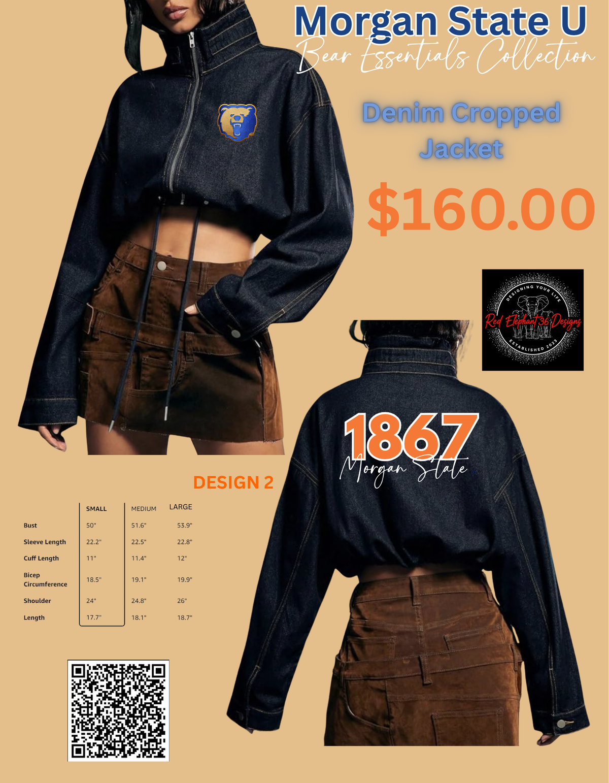 MSU - Morgan State Cropped Denim Jacket