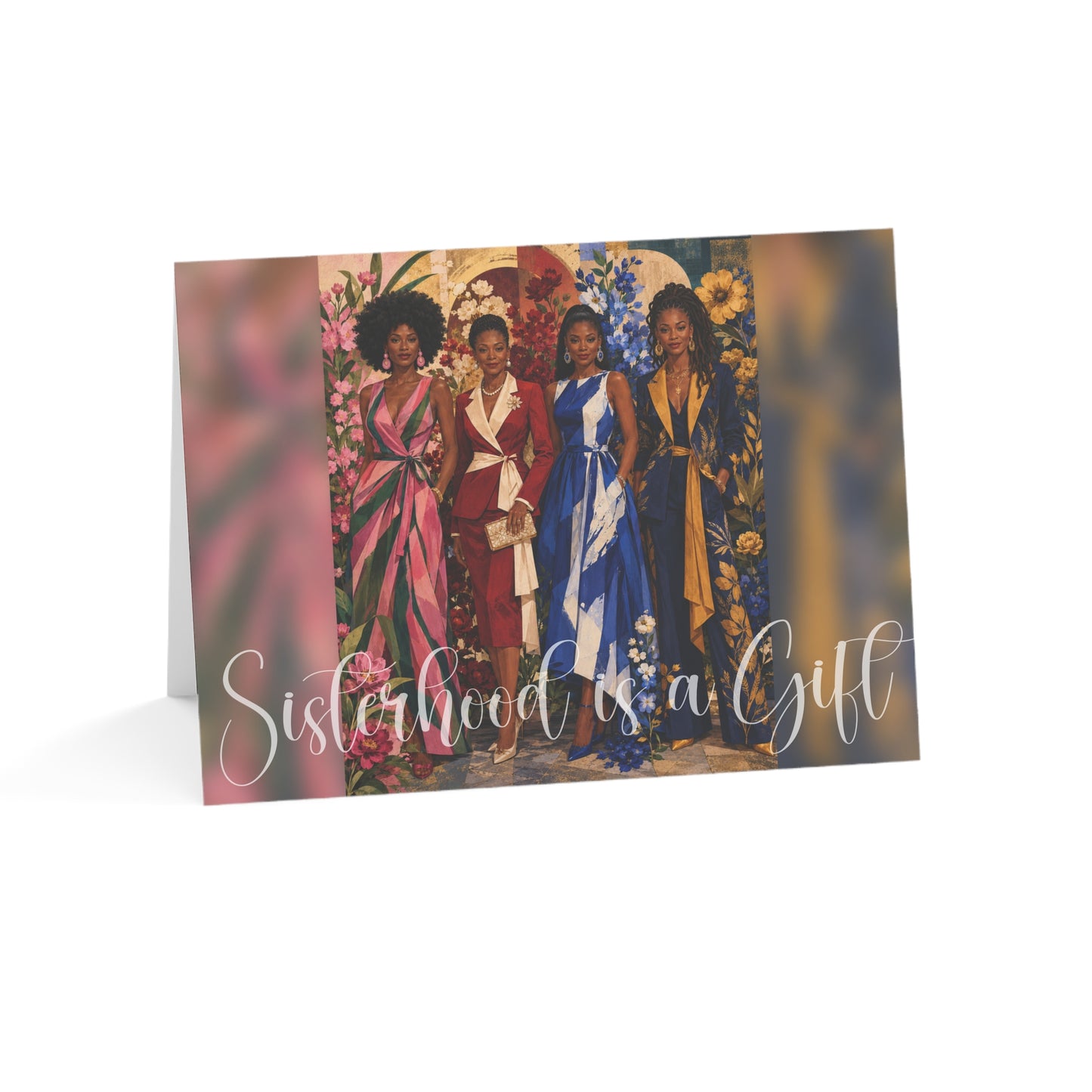 4 Sororities Sisterhood is a Gift Greeting Card - Illustrated - AKA, DST, ZPB and SGR Greeting Cards, Perfect for Crossings Celebrations, Friendship, Special Occasions, Artful Designs, Meaningful Gifts