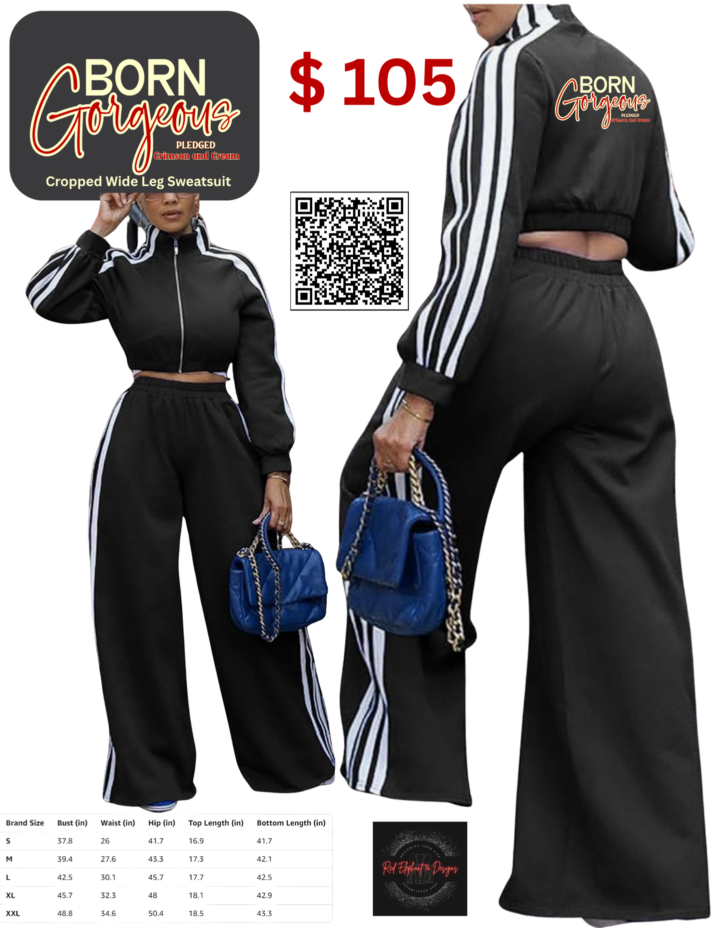 DST Born Gorgeous Pledged Crimson and Cream Sweatsuit