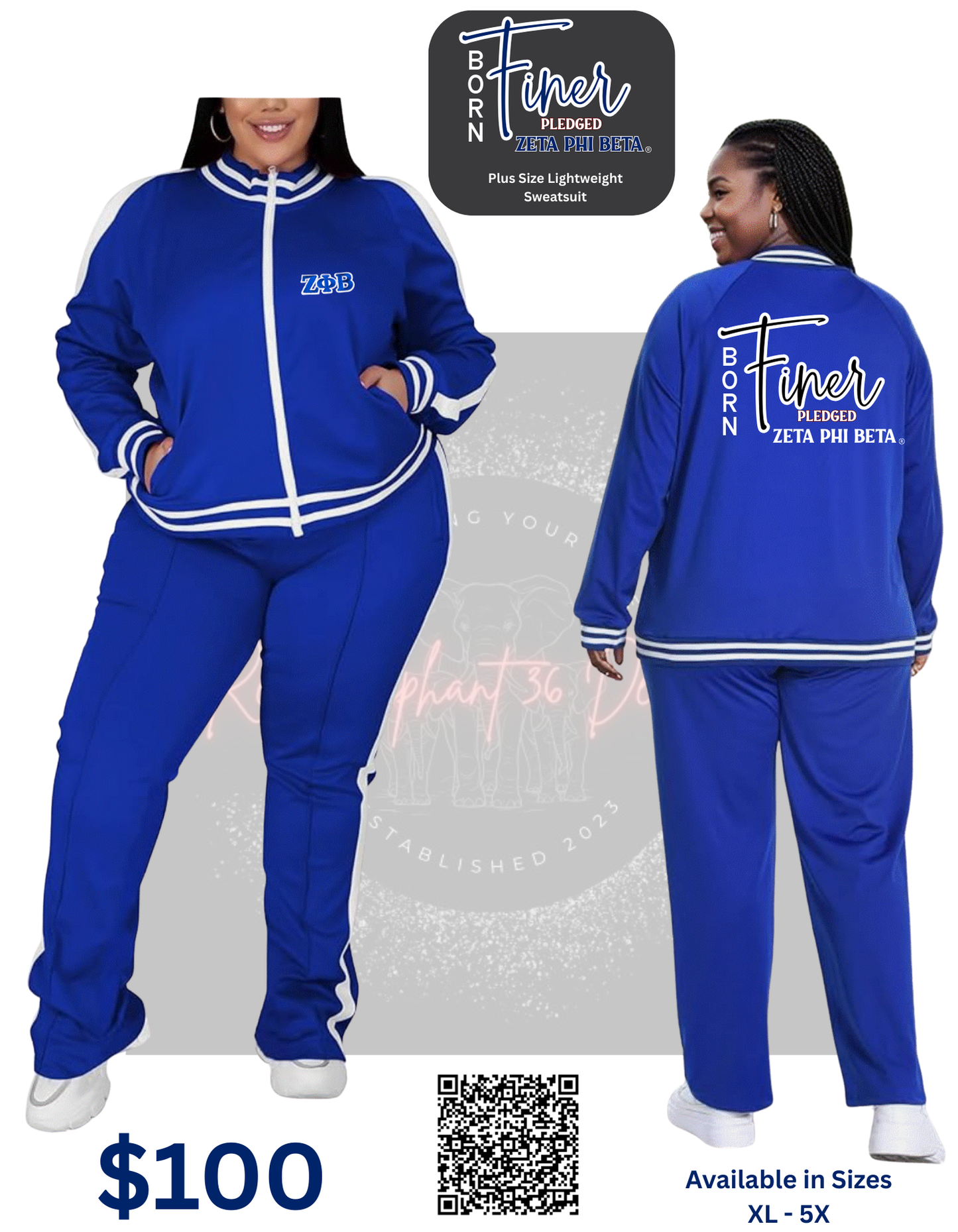 ZPB Born Finer Pledged Zeta Phi Beta Sweatsuit - Plus Size