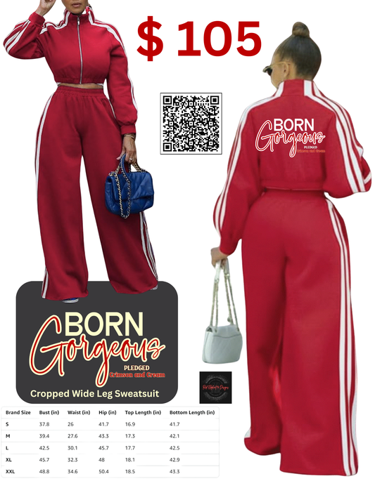 DST Born Gorgeous Pledged Crimson and Cream Sweatsuit