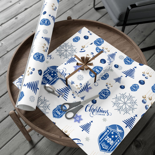 Zeta Phi Beta Christmas Ornament Gift Wrap Paper — Winter Snowflake & Tree Holiday Wrapping