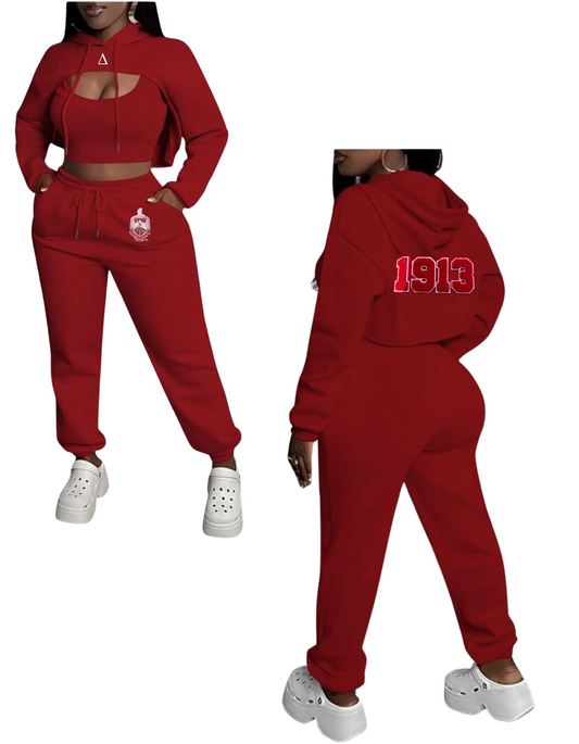 Delta Sigma Theta Cropped Pullover Sweatsuit
