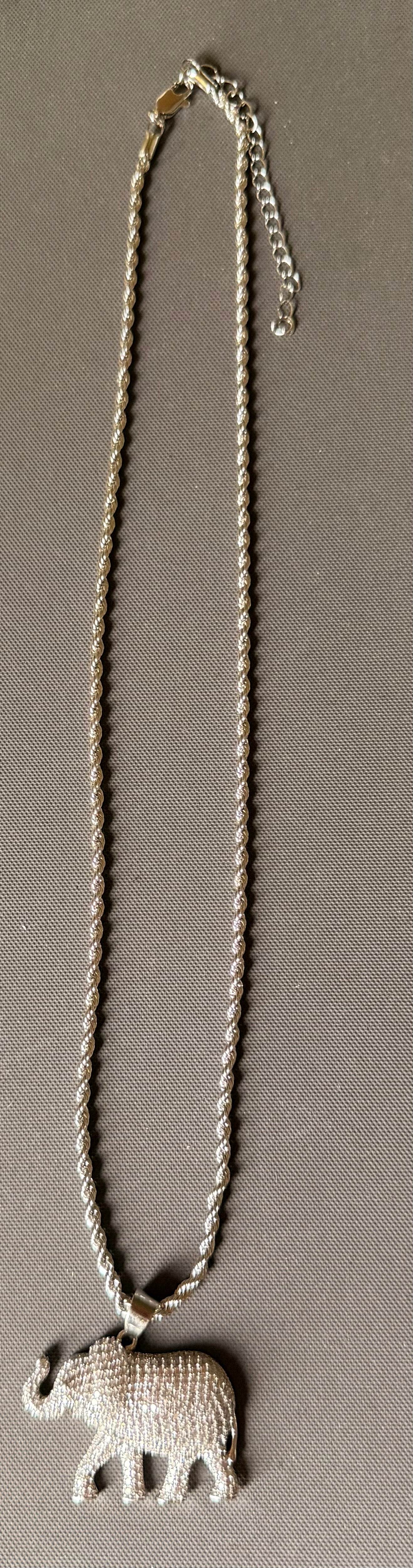 18 inch Necklace with Elephant Gem Pendant - Lead and Nickel Free