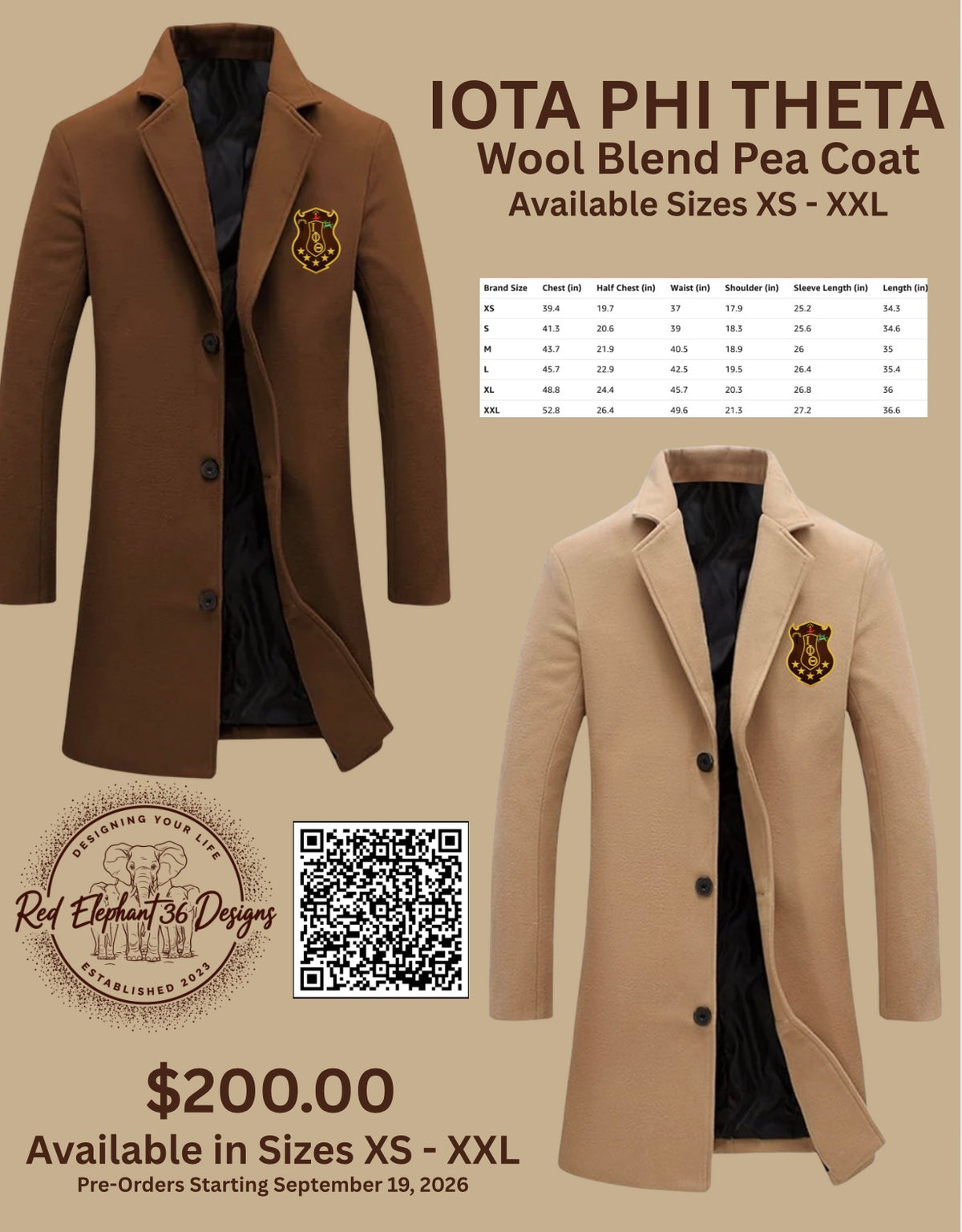 IPT - Iota Phi Theta Wool Blend Pea Coat