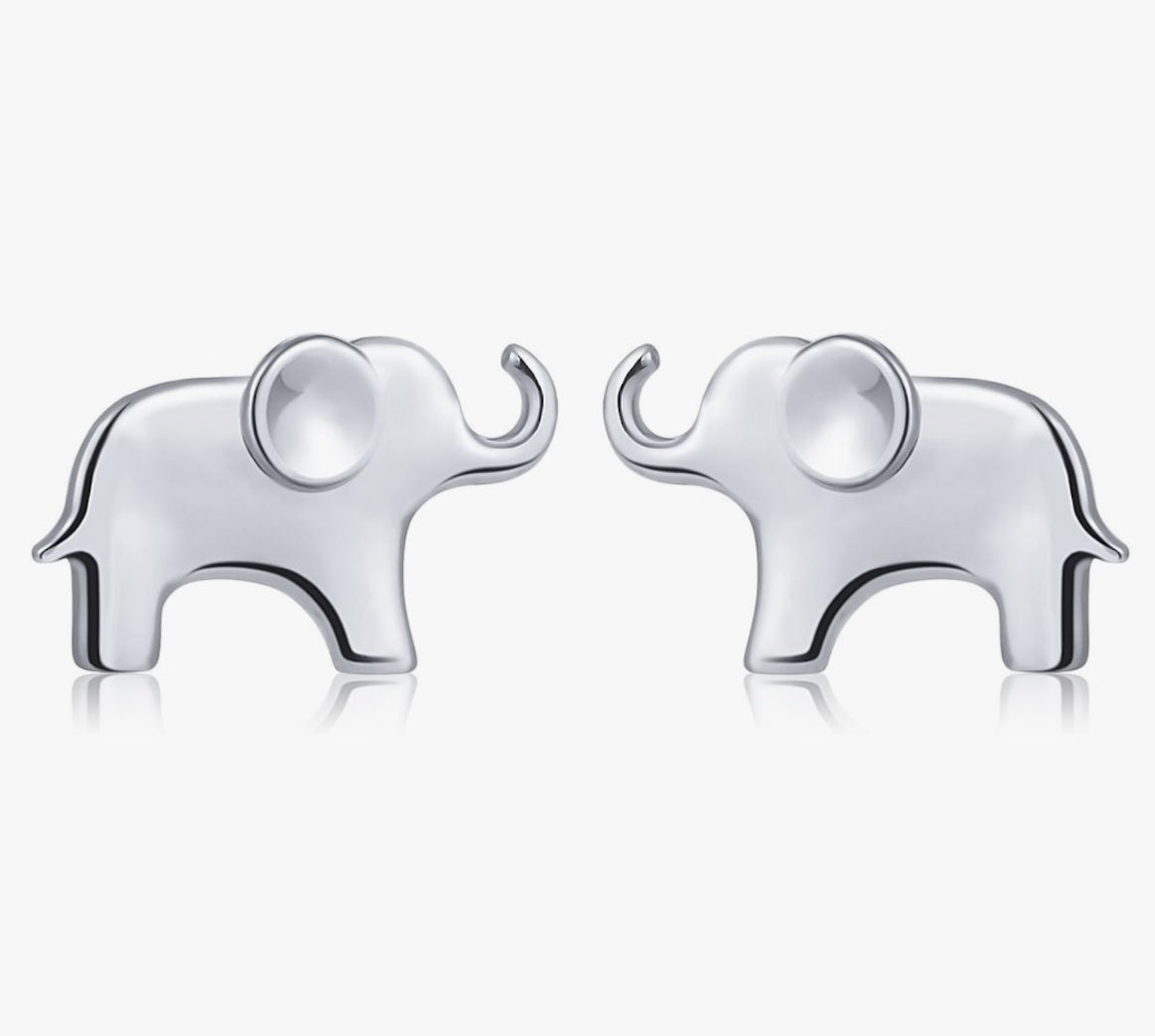 Sterling Silver Elephant Stud Earrings