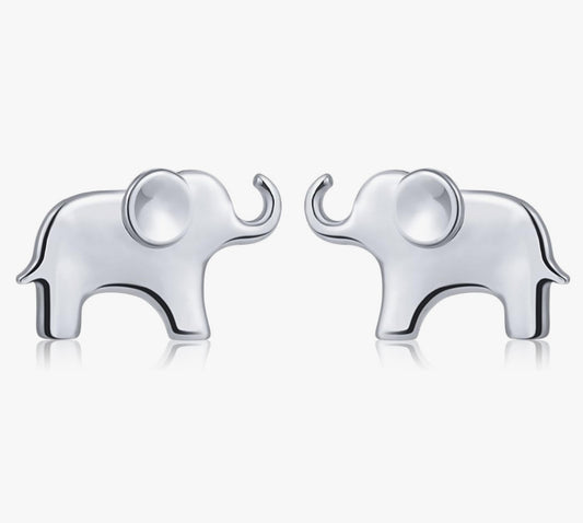 Sterling Silver Elephant Stud Earrings
