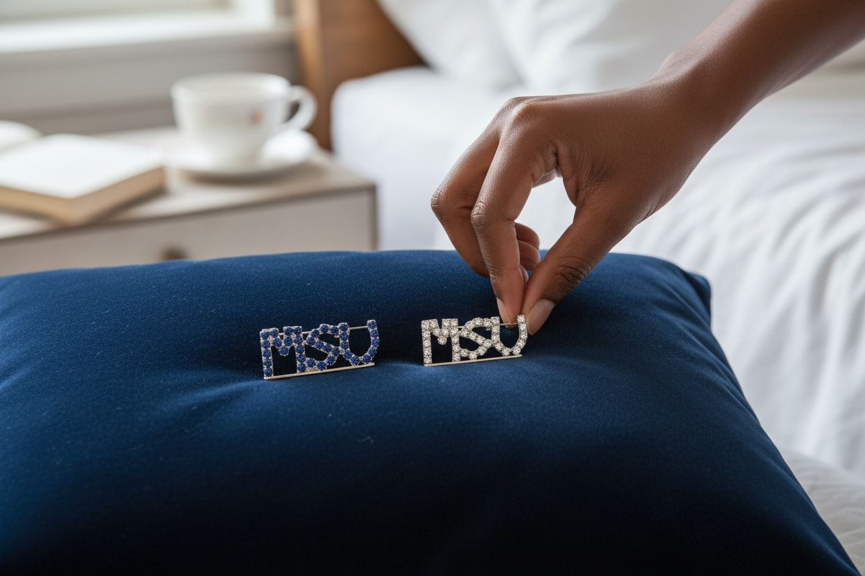 M Club Rhinestone Lapel Pin