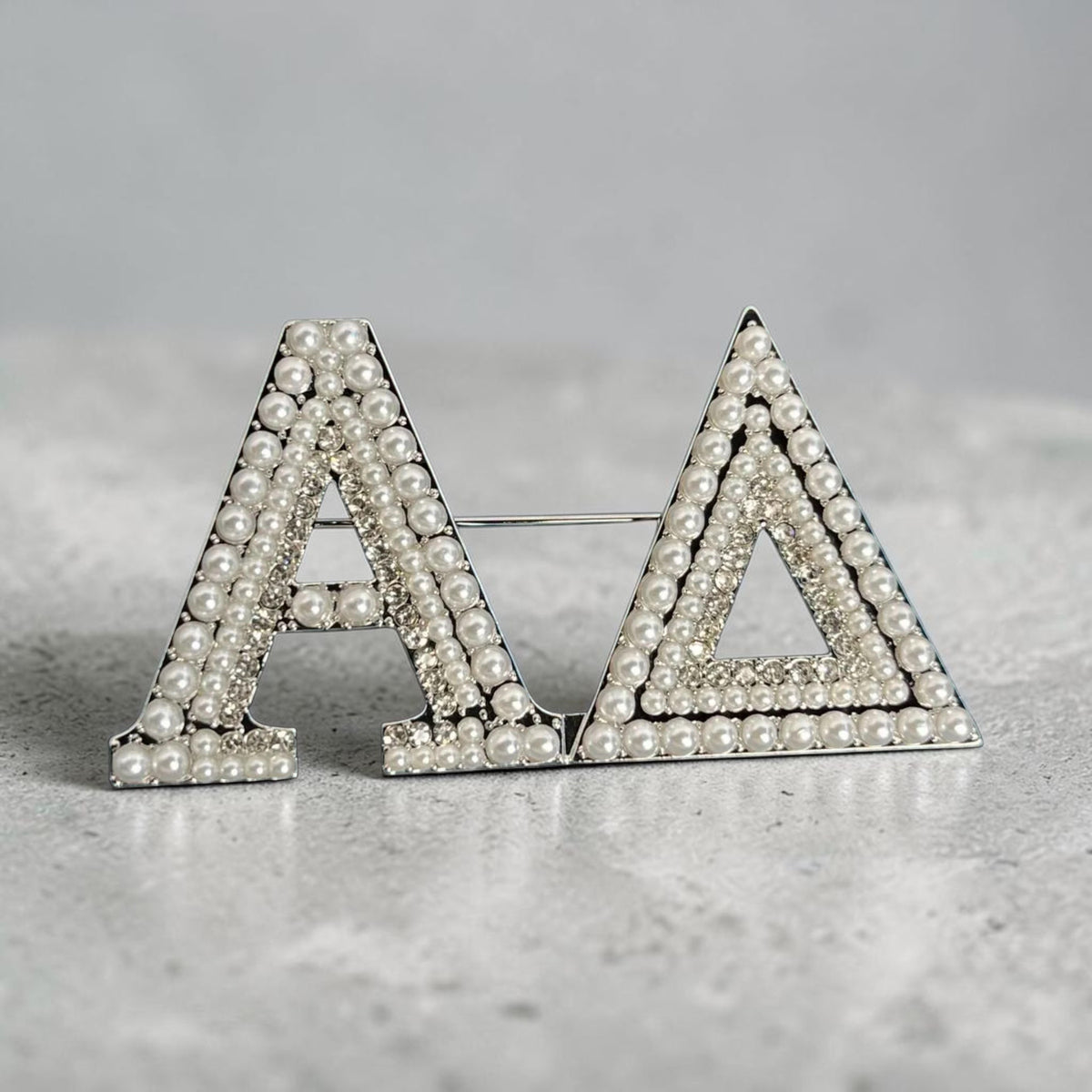 ΑΔ - Αlpha Delta Chap. Rhinestone/Pearl Lapel Pin