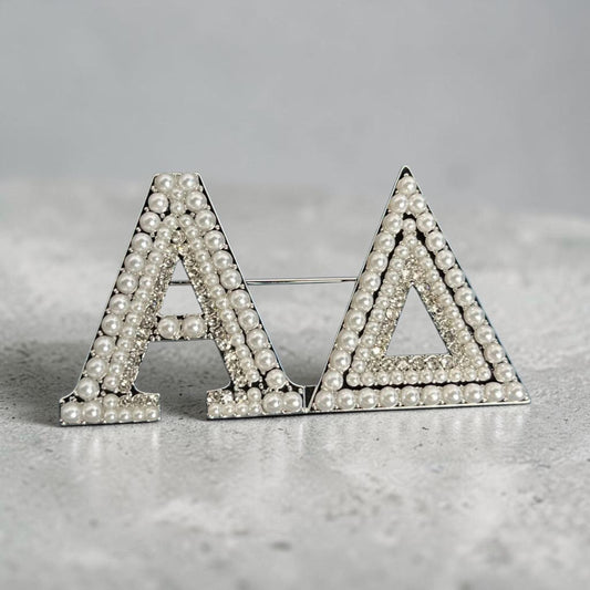 ΑΔ - Αlpha Delta Chap. Rhinestone/Pearl Lapel Pin