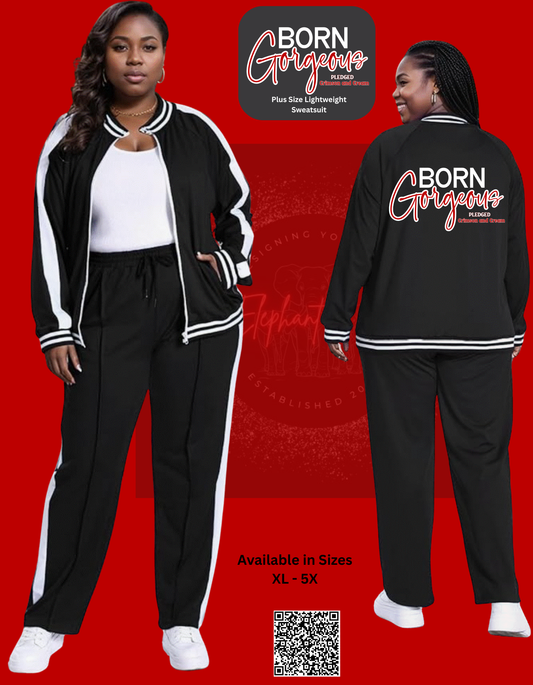 DST Born Gorgeous Pledged Crimson and Cream Sweatsuit - Plus Size