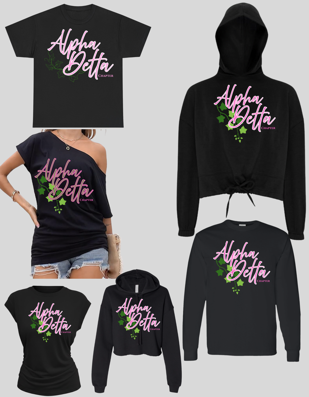 ΑΔ - Alpha Delta Chapter Pink and Green Chapter Shirt/Sweatshirt