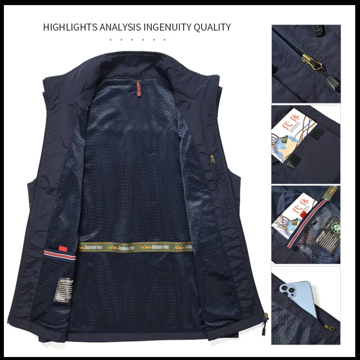Phi Beta Sigma Men Vest Jacket Utility Multi Pocket Nylon Men Cargo Vest Work Men's Vest