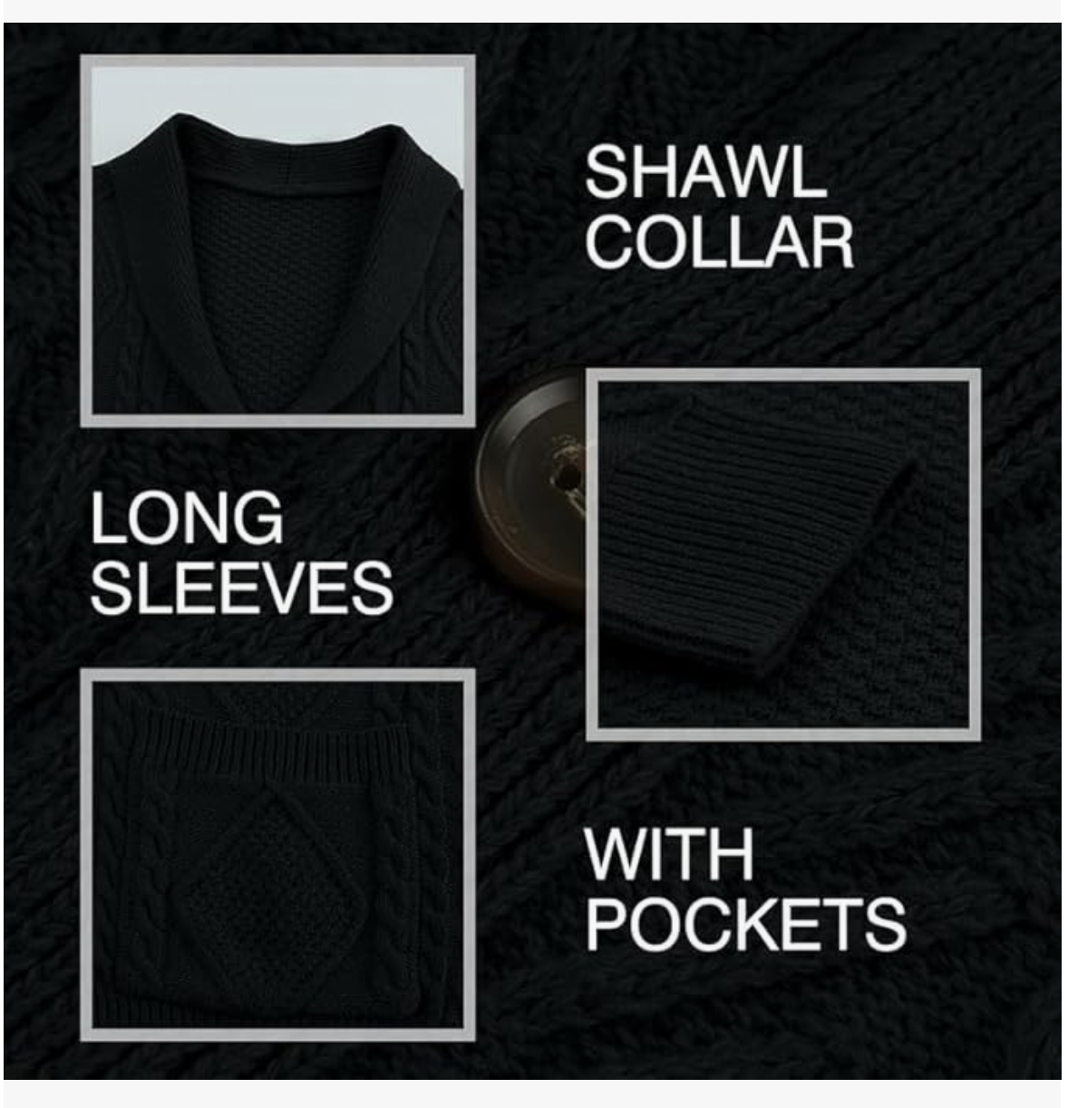 Phi Beta Sigma Shawl Collar Cardigan Sweater Slim Fit Cable Knit Button Up Sweater