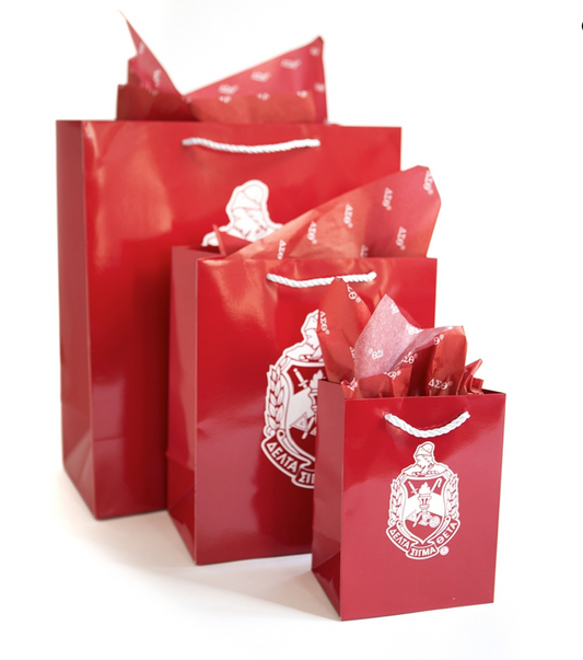 Delta Sigma Theta Gift Bag Set (Contains 3 bags and 15 sheets of tissue paper)