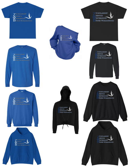 ZPB Principles T-Shirt/Sweatshirt: Scholarship, Service, Sisterhood and Finer Womanhood