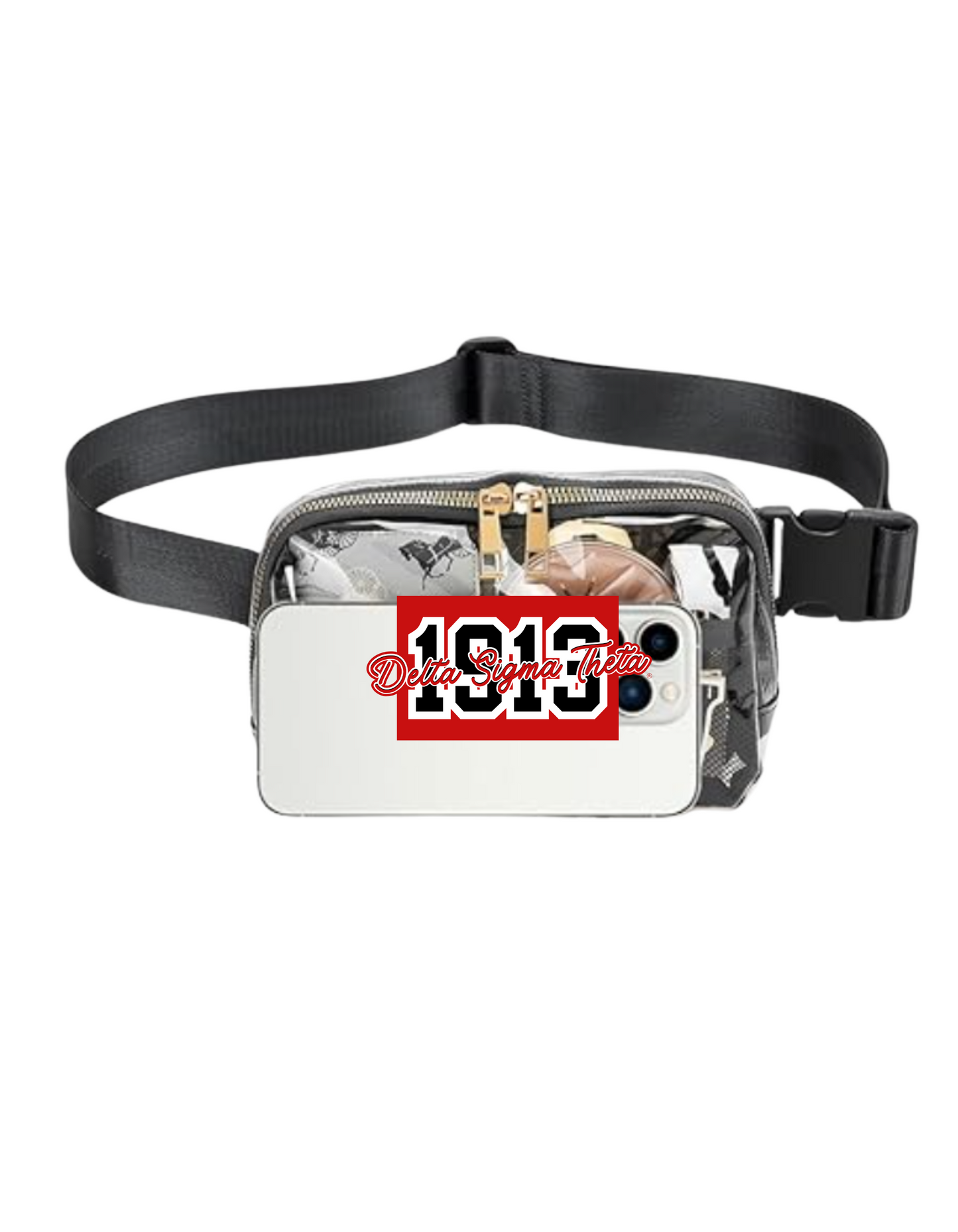 Delta Sigma Theta Varsity 1913 Stadium Approved Clear Waist Bag/Fanny Pack
