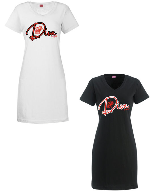 Diva Vibes V-Neck T-Shirt Dress